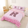 thumbnail image 2 of Castle Fairy Pink Leopard Bow Letter R Full Size Comforter Sets 3 Pieces for Girls,Kawaii Ribbon Bow Tie Bedding Sets,Pink Reversible, 2 of 6
