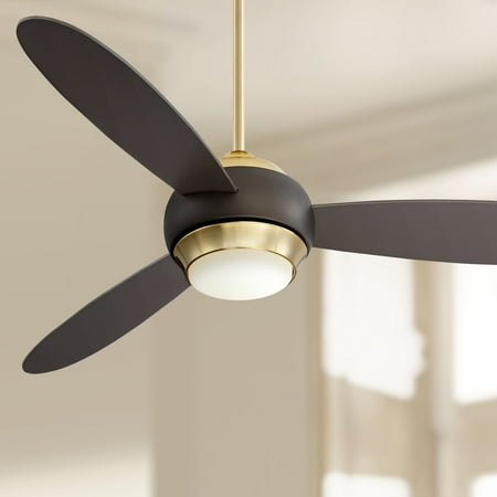 

54 Casa Vieja Lynx Modern Indoor Ceiling Fan with Dimmable LED Light Remote Control Bronze Soft Brass Frosted Opal Glass for Living Room Kitchen Home