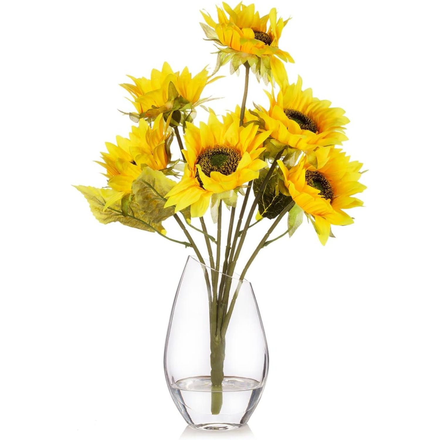 CYQUIO Artificial Sunflowers Flowers in Vase, Large Silk Fake Floral