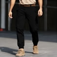 thumbnail image 2 of Men's Cargo Jogger Pants - Belted Waist for Outdoor Activities & Daily Wear Black M, 2 of 5