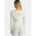 thumbnail image 3 of No Boundaries Cable Knit Sweater Hoodie, Lightweight, Women's, 3 of 5
