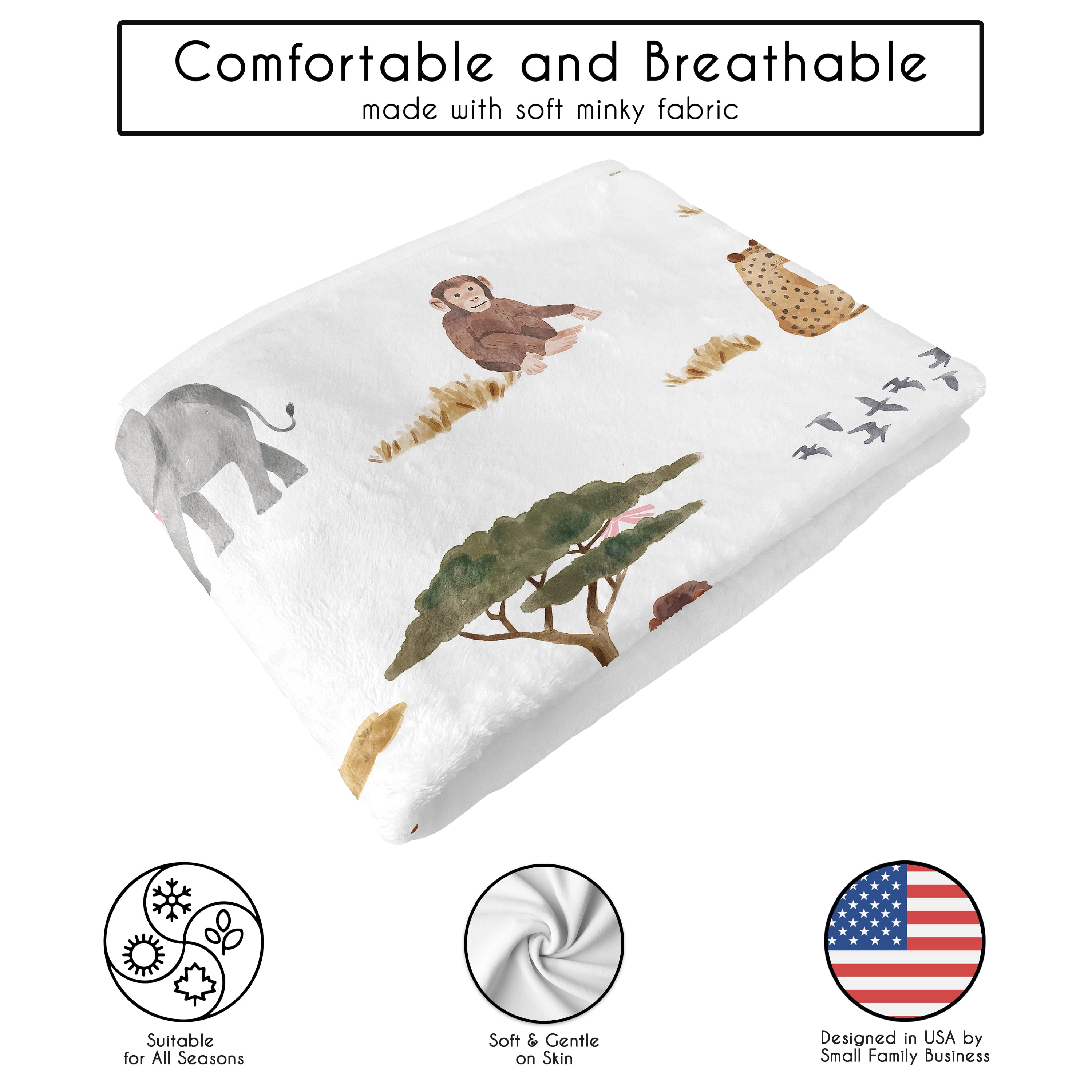 Sweet Jojo Designs Jungle Animals Boy, Girl, Unisex/Gender Neutral Toddler Blanket Baby Swaddle