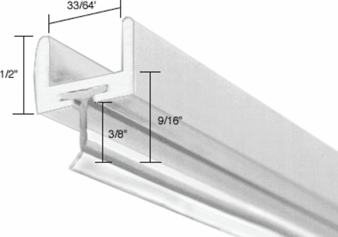 CRL Brite Anodized Frameless Shower Door Aluminum UChannel With Wipe