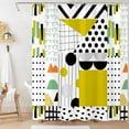 thumbnail image 3 of Bright Geometric Shower Curtain Mid Century Modern Shower Curtains for Bathroom Abstract Art Yellow Black White Waterproof Fabric Bath Curtain Decor with Hooks (Yellow2, 72'''' x 72''''), 3 of 6