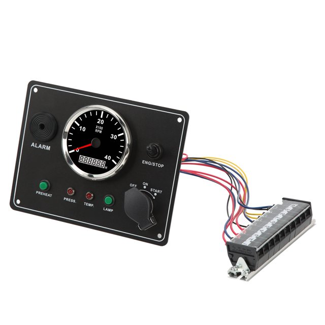 Jauge Ensemble, 4000RPM Rouge Rétroéclairé 316 Acier Inoxydable Anti Brouillard Verre Bombé IP67 Étanche Panneau d'Instrumentation de Bateau Fonction d'Alarme Tachymètre de Faible Puissance pour les Moteurs, les Vtt, les Yachts