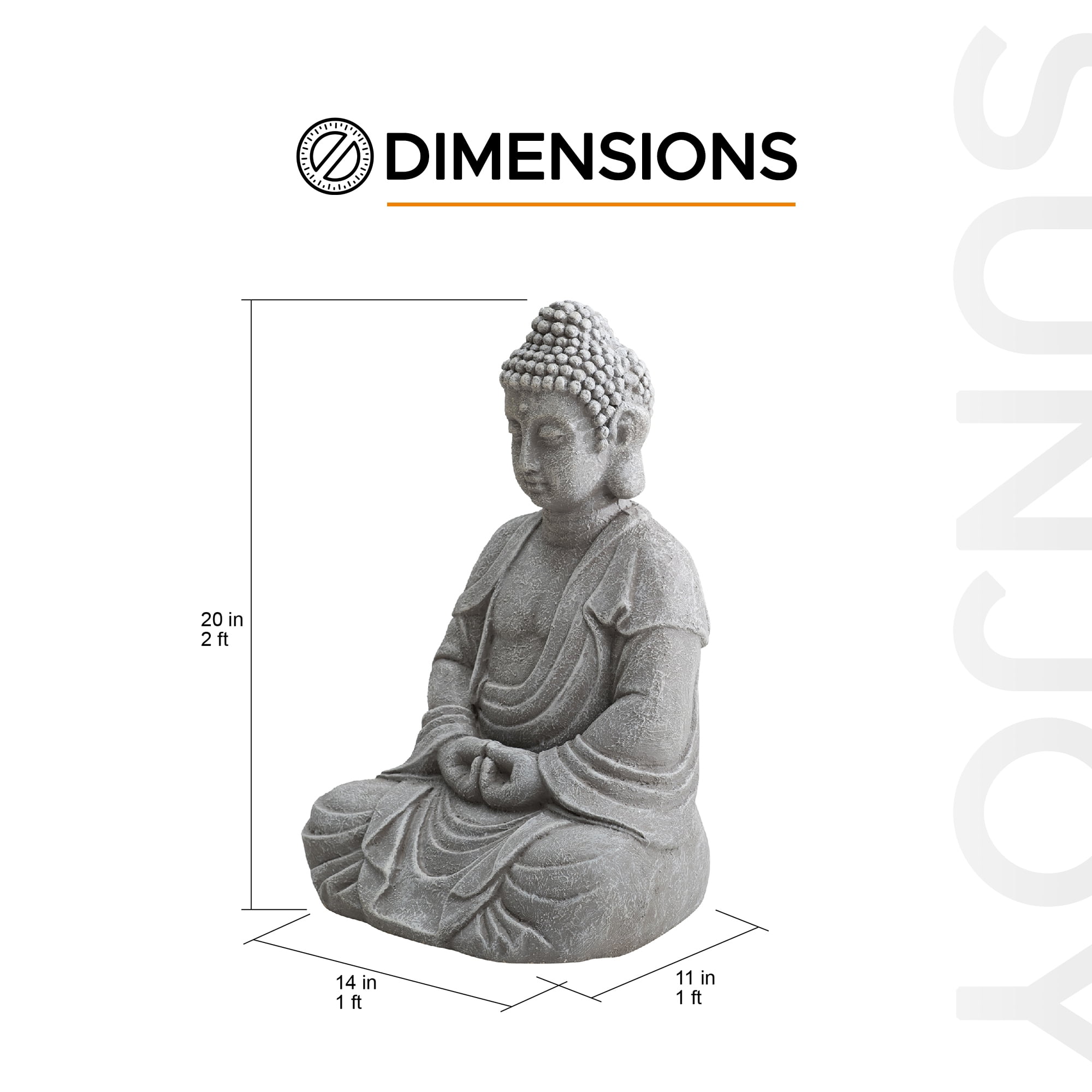 Sunjoy Buddha Statue 20 in. Gray Decorative Buddha Garden Décor Statue