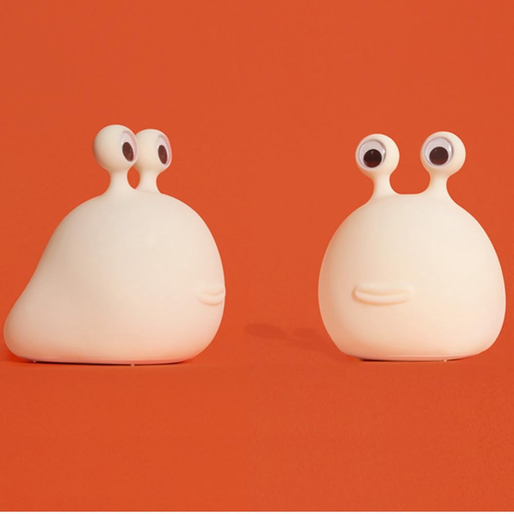 Slug Night Light for Kids, BPA-Free ABS & Silicone Baby Nursery Bedside Lamp USB Rechargeable, Adjustable Brightness, Auto-Off Setting, Cute Christmas Birthday Gift for Girls Boys