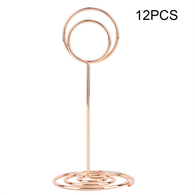 Portatarjetas para números y nombres de mesa de doble círculo en oro rosa (paquete de 12)