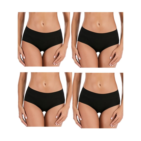 YouLoveIt Women's Cotton Underwear Solid Panties Underwear for Women Soft Cotton Breathable High Waist Briefs Full Coverage Briefs Panties Ladies Panty, 4-pack