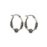 U! 925 Sterling Silver, Fine Jewelry Balinese Style, Oxidized 20 mm Oval Hoop Earrings, Great for Everyday Use