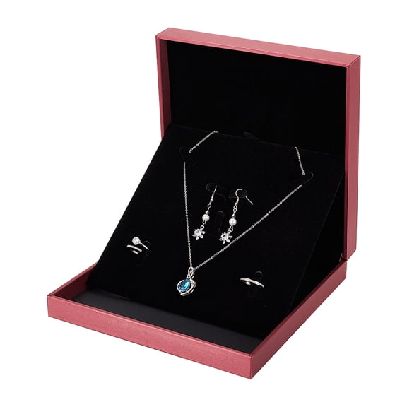 190mm Square Velvet Jewelry Set Box Leather Pendant Necklace Gift Box Pendant Storage Box Earring Necklace Pendant Jewelry Case for Women Jewelry Pendant Packaging Box