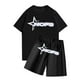 thumbnail image 1 of Sueño Conjunto de camisetas y pantalones cortos con cuello redondo y manga corta con estampado NOFS informal a la moda para hombre Negro M, 1 of 3