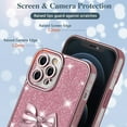 thumbnail image 3 of Compatible with iPhone 12 Pro Max Case Luxury Shiny Plating Cute 3D Bow Tie Butterfly Pattern Glitter Cover Shockproof Camera Protection Bling Case for iPhone 12 Pro Max Women Girls-Pink, 3 of 7