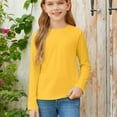 thumbnail image 7 of Otqutp 5-14 Years Girls Long Sleeve T Shirts Kids Fall Fashion Tops Crewneck Basic Tees Girls Shirts Cotton T-Shirts Loose Tunic Tops (a-Yellow,7-8 Years), 7 of 7