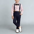 thumbnail image 2 of Purcolt 4 Piece Sets for Boys Semi Formal Outfit Dressy Casual Long Sleeve Dress Shirt Suspender Pants Bow Tie for Party Wedding, 1-15 Years, 2 of 8