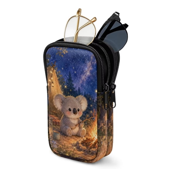 SEANATIVE Dual Compartment Eyeglass Case Neoprene Glasses Case with Zipper Eyewear Pouch Shockproof Lightweight Sunglasses Holder Pouch for Travel Outdoor Work, Cute Koala Galaxy Pattern