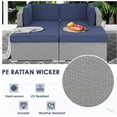 thumbnail image 2 of SOLAURA 4-Piece Outdoor Daybed Patio Gray Wicker Sectional Sofa Set with Navy Blue Cushions, 2 of 7