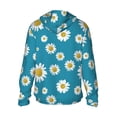 thumbnail image 3 of Uemuo Daisies Flowers Pattern Women's Full Zip UPF 50+ Sun Protection Hoodie Jacket Long Sleeve Sun Shirt Hiking Outdoor Performance with Pockets-Small, 3 of 9