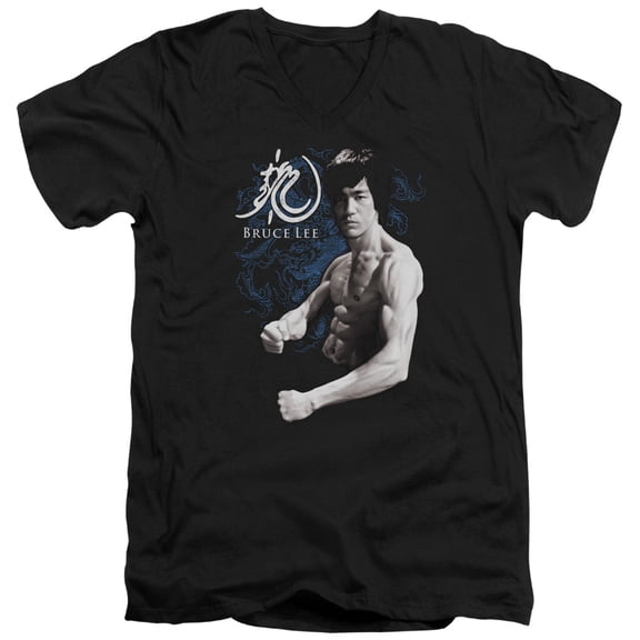 Bruce Lee Dragon Stance S/S Adult V-Neck T-Shirt Black