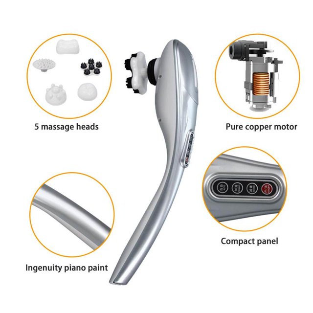 US Plug Wireless Electric Massager Portable Massage Stick with 5 Massage Head