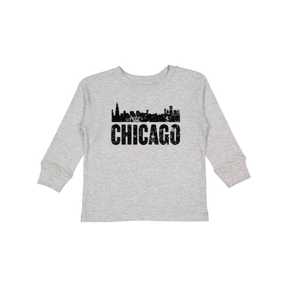 Inktastic Chicago Skyline Grunge Boys or Girls Long Sleeve Toddler T-Shirt