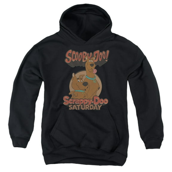 Scooby Doo! Scrappy Saturday Kids Pull-Over Hoodie (Medium) for Youth Boys and Girls, Black
