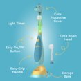 thumbnail image 5 of Little Brusheez Toddlers’ Sonic Toothbrush - Safe & Gentle Toothbrush for Ages 1-3 with Built-In, Light-Up 2-Minute Timer, Extra Brush Head, & Storage Base for First-Time Brushers (Rex the Dinosaur), 5 of 8