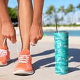 thumbnail image 2 of 20oz Light Blue Camo Classic Pattern Skinny Tumblers Stainless Steel Tumbler with Lid and Straw,Vacuum Insulated Double Wall Travel Tumbler Cups with Cleaning Brush for Coffee,Tea, 2 of 6