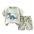 thumbnail image 2 of RTKFRFLM Toddler Boy Summer Shorts Set 2 Piece Summer New Cute Cartoon Pattern Short Sleeved T Shirt Casual Shorts Suit Clothes Set Outfits,Size 12-18 Months, 2 of 3