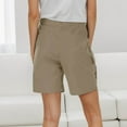 thumbnail image 3 of Women's Shorts Summer Solid Color Pocket Casual High Waist Hot Bermuda Cargo Board Gym Khaki Bottoms Sizes L, 3 of 6