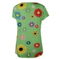 thumbnail image 4 of Babysbule Womens Summer Tops Women's Casual V-Neck Daisy Print Short Sleeve T-Shirt Top, 4 of 5