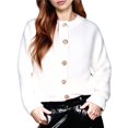 thumbnail image 2 of Cardigan Sweaters for Women Fall 2025 Long Sleeve Button Down Soft Loose Knit Outwear Cropped Winter Coats White L, 2 of 10