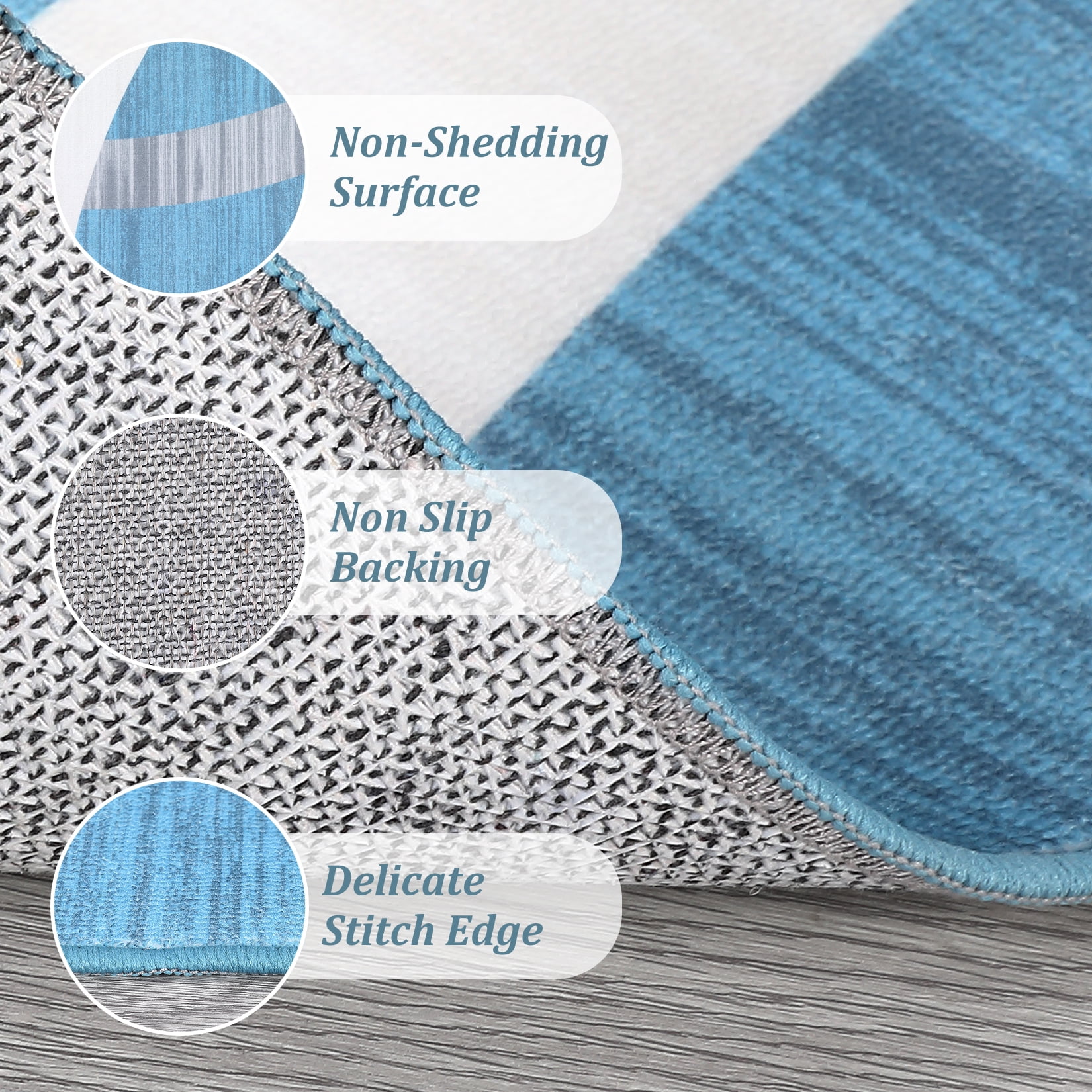 Hasoo Area Rug 4' x 6' Washable Rugs for Living Room Modern Geometric Line Pattern Carpet, Blue