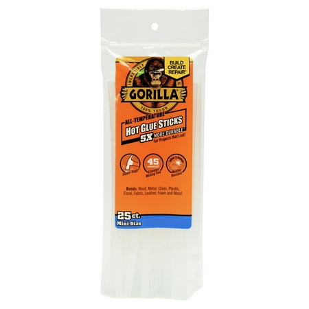 Gorilla Hot Glue Sticks, 8in, 25-Count, Mini Size - Walmart.com
