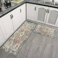 thumbnail image 3 of Boho Light Blue Carpet Rugs and Mats Non Skid Washable Absorbent Microfiber Soft Kitchen Mat for Floor Set Of 2 Decor Stain Resistant 17"x47"+17"x30", 3 of 7