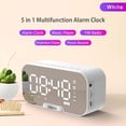 thumbnail image 2 of Reloj despertador Reloj despertador con superficie de espejo digital con altavoz BT y radio FM y pan Tomshoo  Blanco, 2 of 7