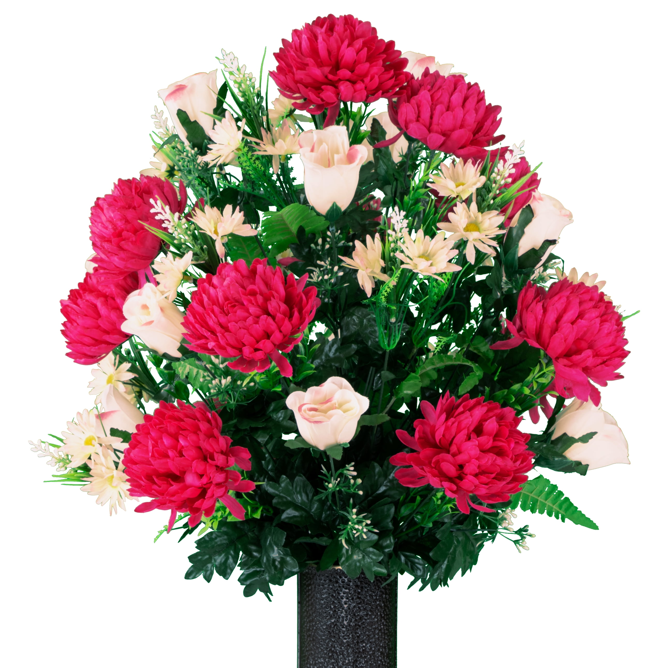 Sympathy Silks Artificial Cemetery Flowers Beauty Mum and Pink Rose