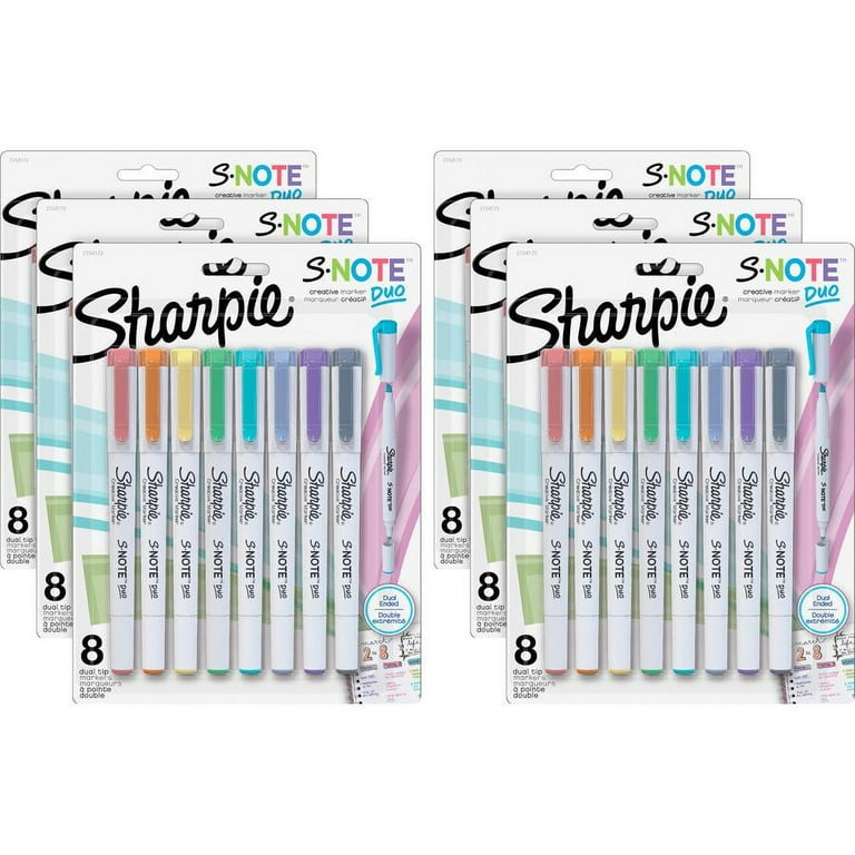 Sharpie S-Note Duo Dual-Tip Markers - Chisel, Bullet Marker Point Style - Assorted - 6 / Box Sharpie S-Note Duo Dual-Tip Markers - Chisel, Bullet Marker Point Style - Assorted - 6 / Box