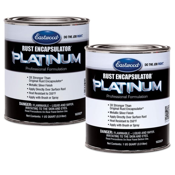 Eastwood Rust Encapsulator Platinum Premium Rust Preventive Coating | Easy Apply High-Tech Formula Automotive Paint to Stop Rust | Silver Quarts | 2 Pack