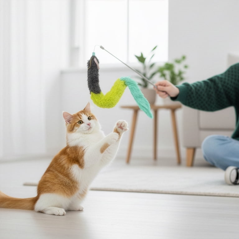 SmartyKat Crazy Catch Extra Long Breakaway Plush Wand Cat Toy with