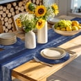 thumbnail image 4 of Navy Blue Round 15 Inch Placemats Set of 2, Retro Oil Painting Modern Abstract Art Aesthetics HeatResistant Non Slip Place Mats for Dining Table, Wipeable Braided Kitchen Table Mats for Housewarming, 4 of 9