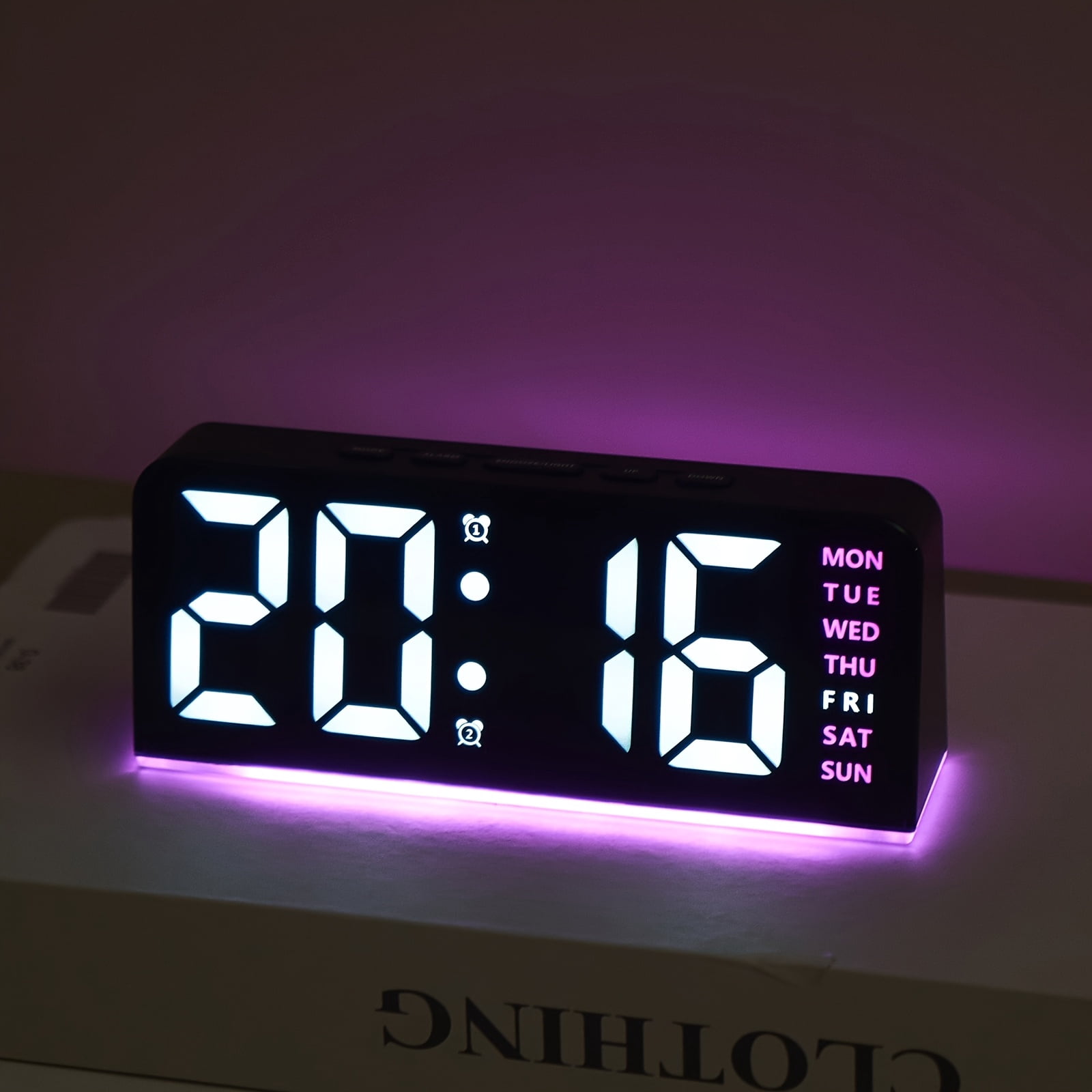 Keli 「LED digital clock」large font display alarm clock + temperature + date multi-function bedside clock luminous atmosphere light simple and stylish home decoration