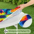 thumbnail image 5 of Colorful Tie Dye Symmetric Pattern Round Fitted Tablecloth with Elastic Edge,Dining Table Cover Waterproof,Outdoor Round Tablecloth for Camping,Dining,Indoor and Outdoor, 5 of 7