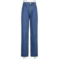 thumbnail image 4 of KOMOO Women Denim Pants Butterfly Print High Waist Straight-Leg Jeans Loose Jeans Plus Size, 4 of 6