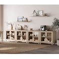 thumbnail image 2 of 100" TV Stand, Ample Storage Cabinet with 8 Glass Doors, Wooden Entertainment Center Storage Cabinet for Living Room or Dining Room or Bedroom, Beige, 2 of 8