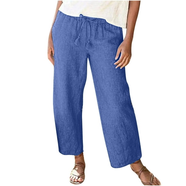 Lightweight Cotton Linen Long Pants Trousers for Women Cotton Linen