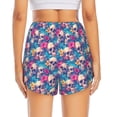 thumbnail image 2 of Lsque Skull blue leaf Printed Women's Running Shorts with Liner Pockets,Elastic Quick Dry Workout Athletic Gym Yoga Shorts,Womens High Waist Shorts-Large, 2 of 9