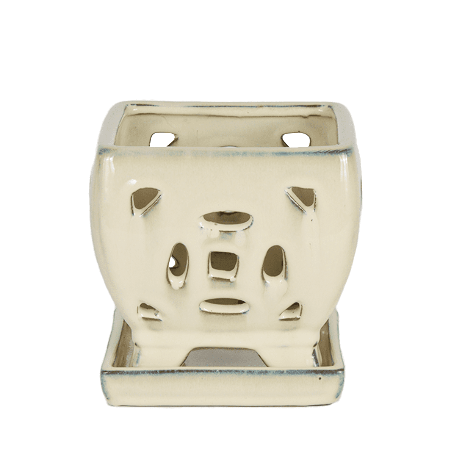 W&W Orchid Pot with Holes and Saucer for Orchid Repotting and Better Grow, White, 5.5 inches