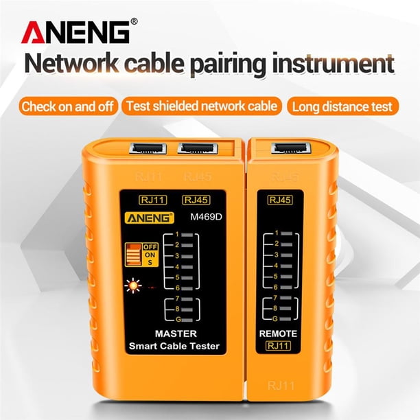 ANENG M469D RJ45 RJ11 Probador de cable de red Detector de línea telefónica (Amarillo)