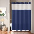 thumbnail image 2 of No Hook Shower Curtain, Navy Blue Shower Curtains for Bathroom with See Through Top Window, Modern Solid Color Blue Cosatal Waterproof & Washable Bath Curtain 60"x72", 2 of 9